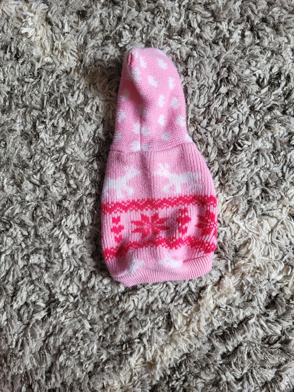 Pink Heart-Pattern Knit Dog Sweater with Hood